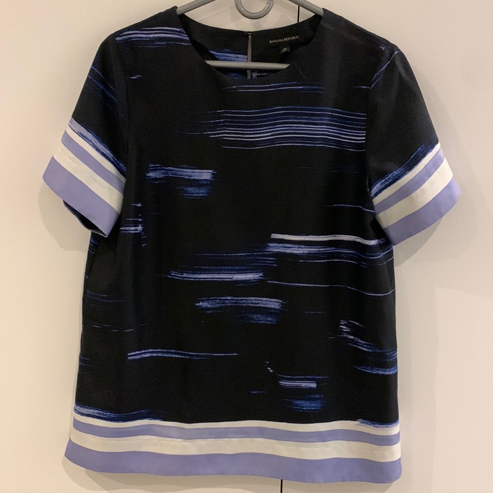 Banana Republic Brush Stroke Short Sleeve Top Size Medium